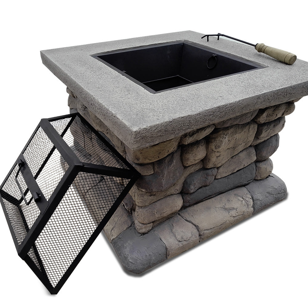 BBQ Blokes Fire Pit Table Outdoor Charcoal Camping Garden Rustic Firep ...